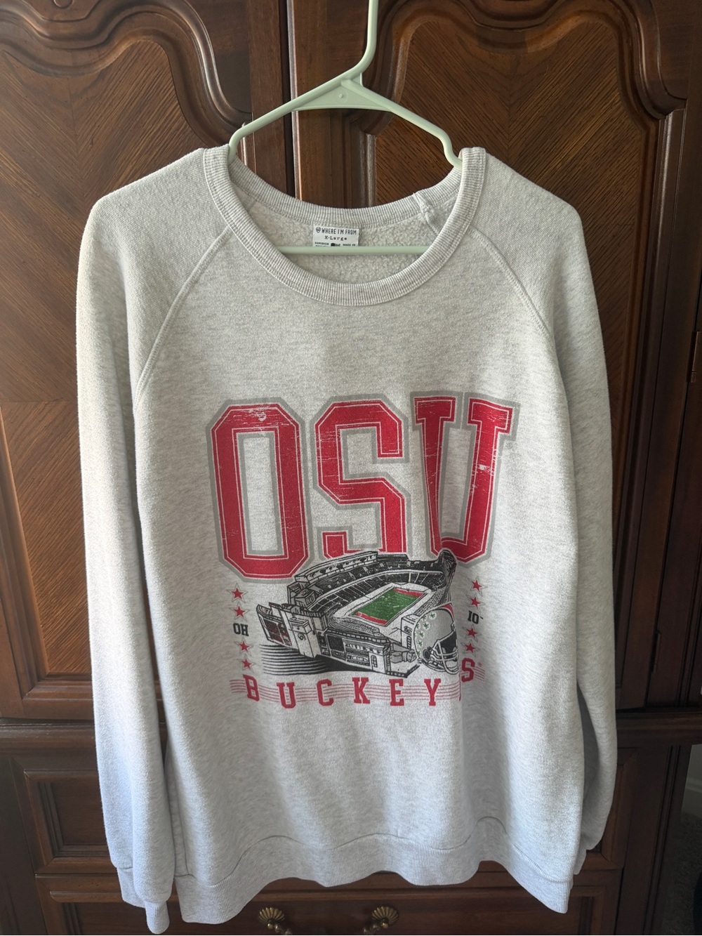 OSU buckeyes WHERE I'M FROM Light Gray Crewneck Sweatshirt